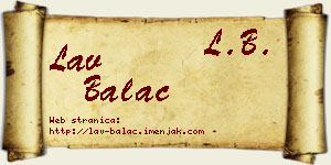 Lav Balać vizit kartica